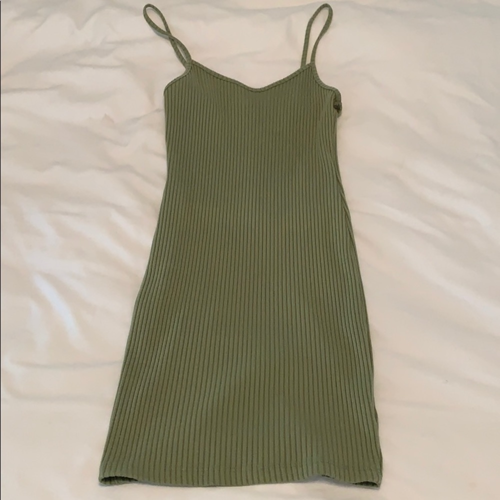 Green ribbed cami dress